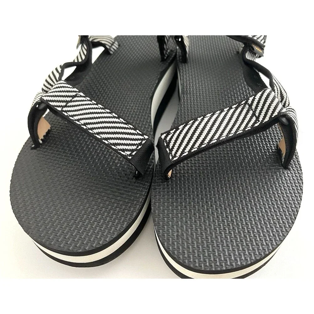 Teva Womens Flatform Sandals Size 9 Universal PlatformCandy Stripe Black White